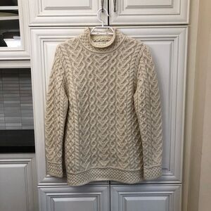 Aran Mor Size S Irish Merino wool women’s roll neck sweater